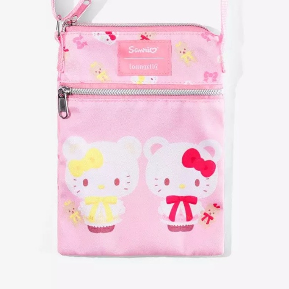 NWT Loungefly Hello Kitty & Mimi Bears Pink Passport Bag